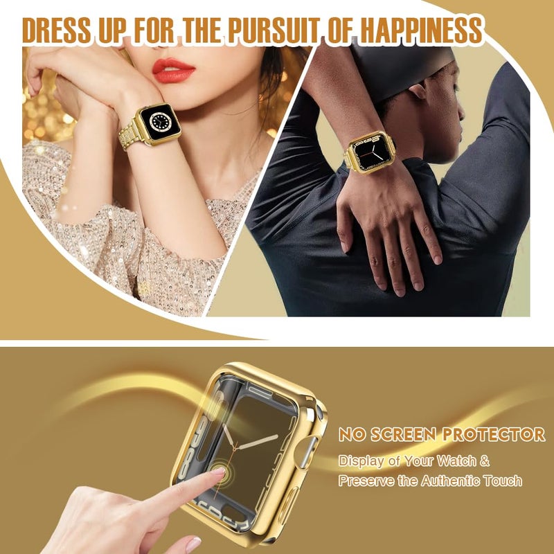 top4cus 44mm Case Soft Flexible Lightweight Anti-Scratch Overall Protective 44mm Iwatch Waterproof Cover Case Shiny Workout Shockproof Bumper Compatible with Apple Watch Series 6/SE/5/4 - Gold - Image 3